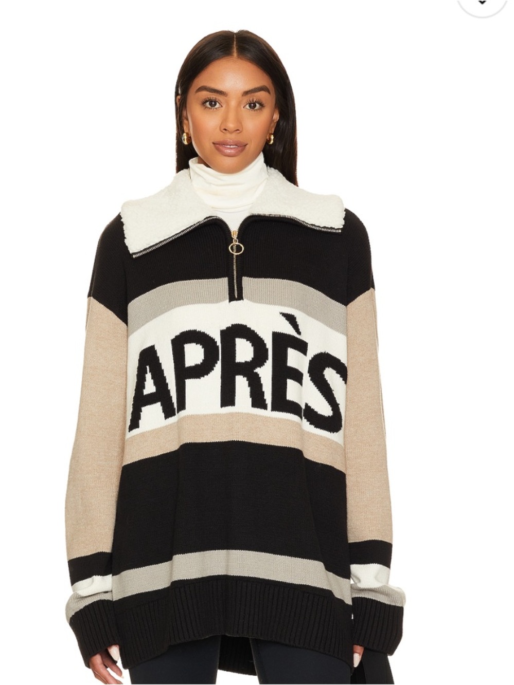Show Me Your MuMu Weston Half Zip Pullover in Apres Stripe Knit /Size Small